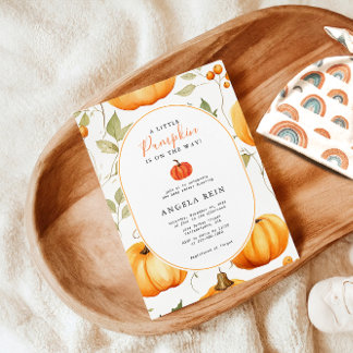 Minimal babystövel för lite Pumpkin Höst löv Inbjudningar