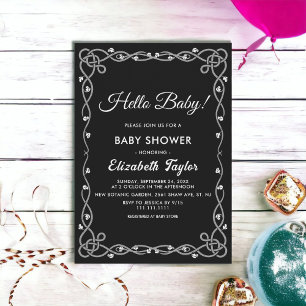 Minimal babyvy för svart och vit modern Blommigt Inbjudningar