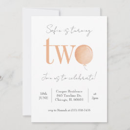 Minimal ballonginbjudan på andra födelsedagen inbjudningar