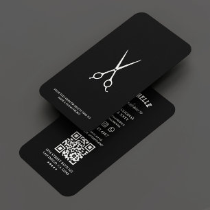 Minimal Barber Barbershop Scissor Black Visitkort