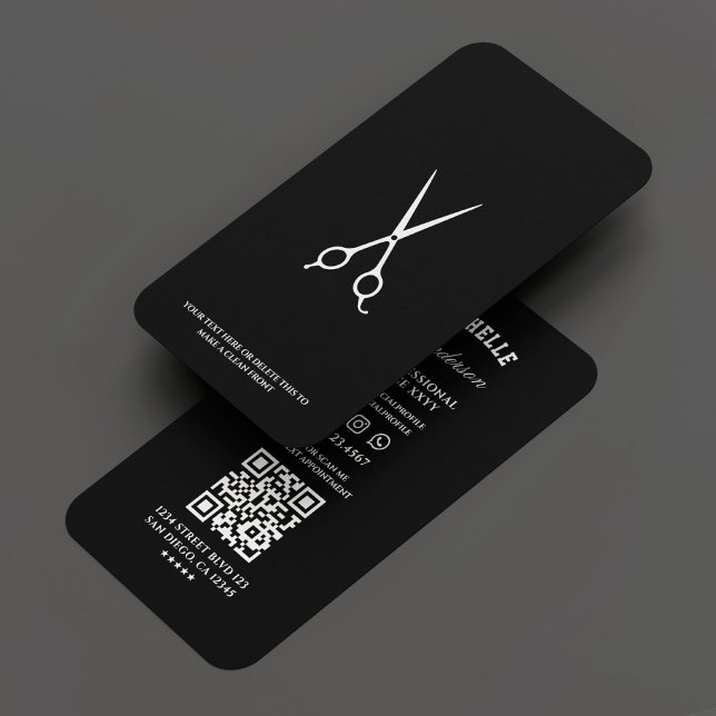 Minimal Barber Barbershop Scissor Black Visitkort (Minimal Barber Barbershop Scissor Black Business Card
)