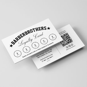 Minimal Barber White Barbershop Loyalty Scissors Visitkort