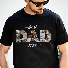 Minimal bästa Pappa någonsin PAPPA 18-fotokollage T Shirt