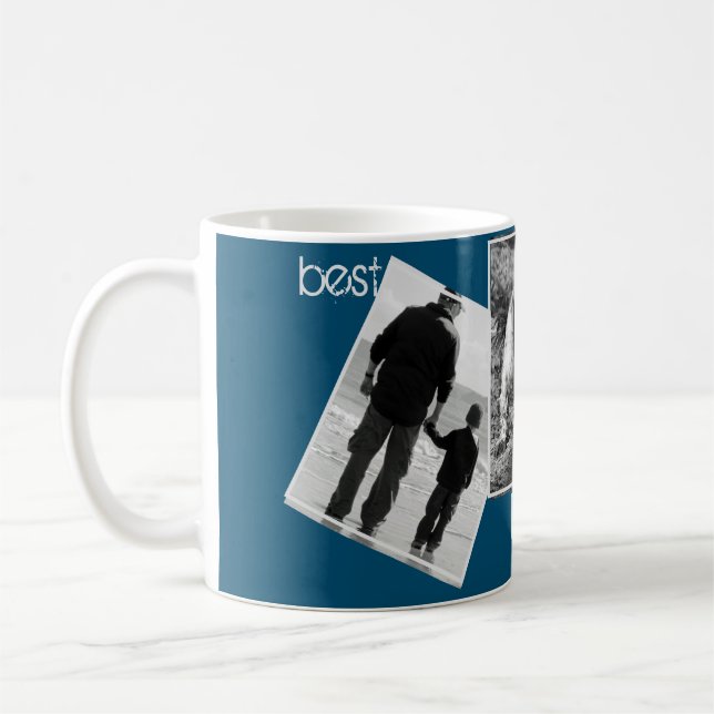 Minimal bästa Pappa någonsin, svart och vit fotoko Kaffemugg (Vänster)