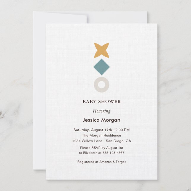 Minimal Bauhaus Baby Shower Invitation Inbjudningar (Framsida)
