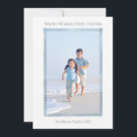 MINIMAL BEACH CHRISTMAS PHOTO CARD FLORIDA JULKORT<br><div class="desc">Denna moderna och minimala Florida-inspirerade blåfärgade ram-jullkort är så elegant och kust. Det är enkelt att anpassa det med ditt namn och hälsning. Du kan också anpassa ställe i hälsning, för den mest personlig typen av helgdag-kort! Och... det är roligt att se din favoritfamiljstrand bilder smälta in i vattenfärgen ram!...</div>