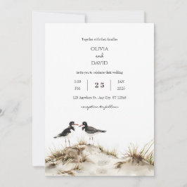 Minimal Beach Sand Dunes Oystercatchers Bröllop Inbjudningar
