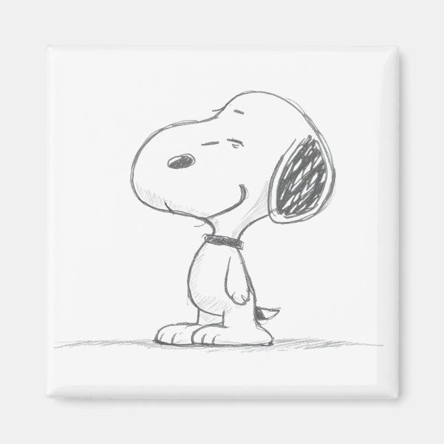 Minimal Beagle Hund Skiss Illustration Magnet (Framsidan)