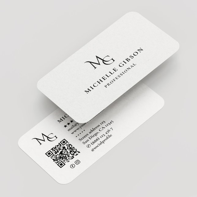 Minimal Beauty Monogram MG Logotyp Professionell W Visitkort (Minimalist Monogram MG Logo Professional White Business Card
)