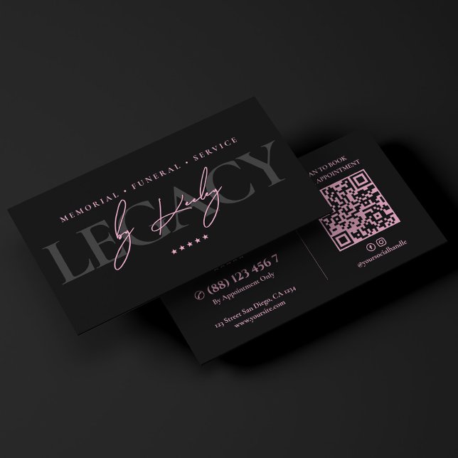 Minimal Begravningsentreprenör Rosa Svart Begravni Visitkort (Minimal Mortician Pink Black Funeral Director Business Card
)