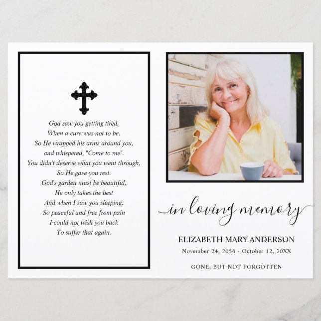 Minimal Begravningsprogram för Foto - Hela Program (Framsida)