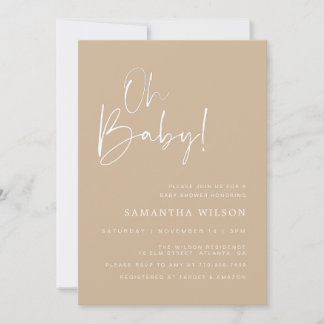 Minimal Beige Baby Shower-inbjudan Inbjudningar