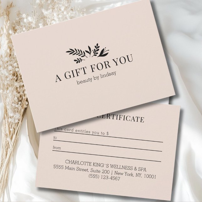Minimal Beige Botanisk Företagscertifikat (Minimal Beige Botanical Business Gift Certificate)