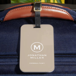 Minimal Beige Classic TypoGraph Monogram Bagagebricka