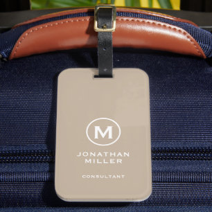 Minimal Beige Classic TypoGraph Monogram Bagagebricka