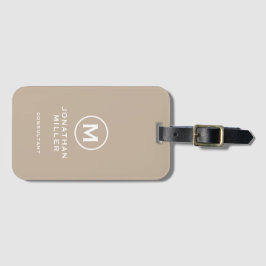 Minimal Beige Classic TypoGraph Monogram Bagagebricka