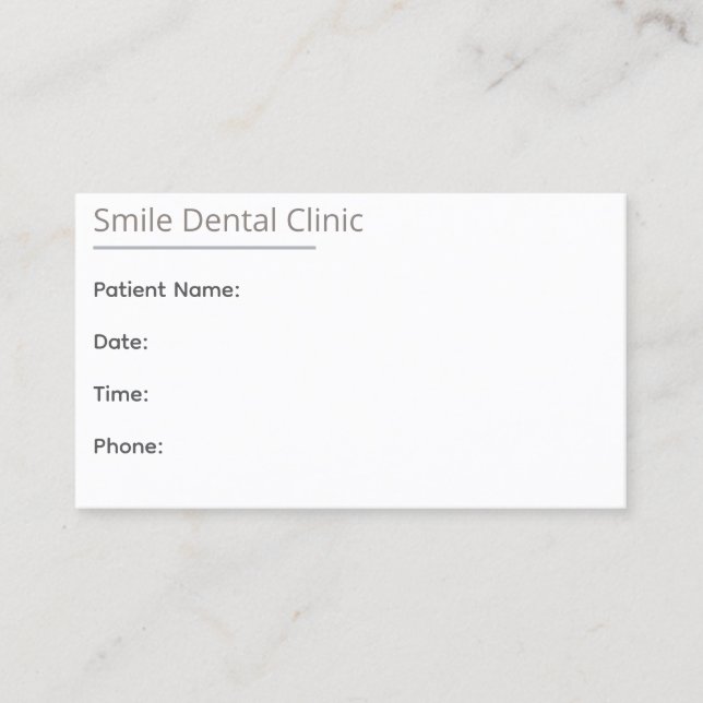 Minimal Beige Dental Appointment Card One Line Tidsbeställning Kort (Framsida)