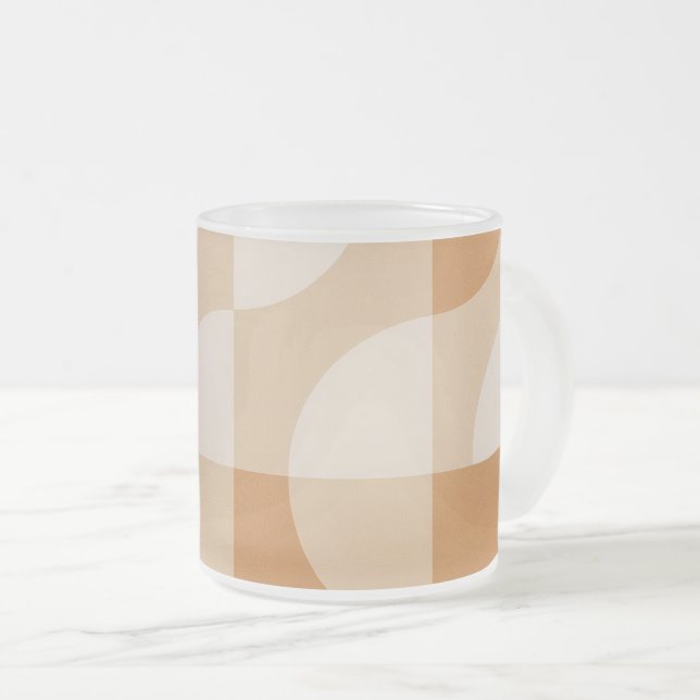 Minimal Beige Geometric Frosted Glass Mug Frostad Glasmugg (Framsida höger)