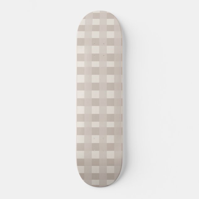 Minimal beige-rutig design mini skateboard bräda 18,5 cm (Framsida)