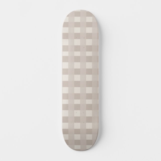 Minimal beige-rutig design mini skateboard bräda 18,5 cm (Framsida)