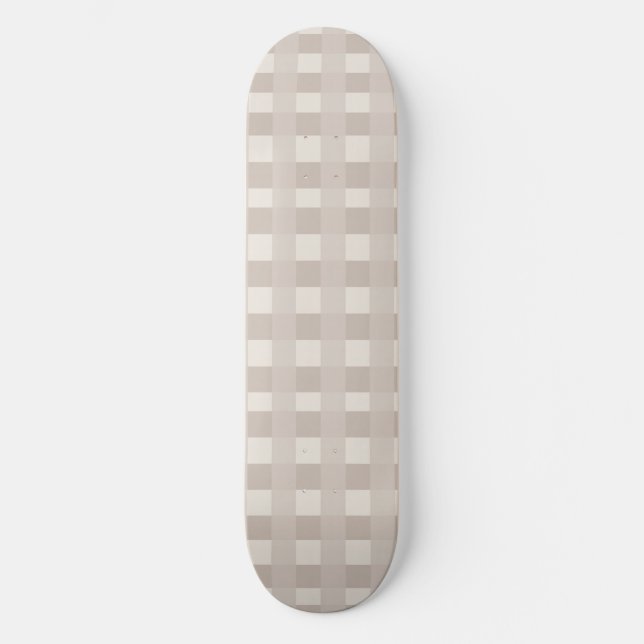 Minimal beige-rutig design mini skateboard bräda 18,5 cm (Framsida)