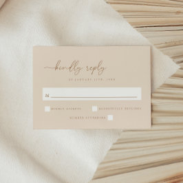 Minimal Beige Script Bröllop OSA Kort