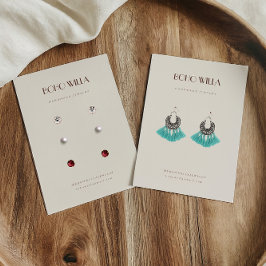 Minimal Beige & Terracotta Earring Visning Card Visitkort