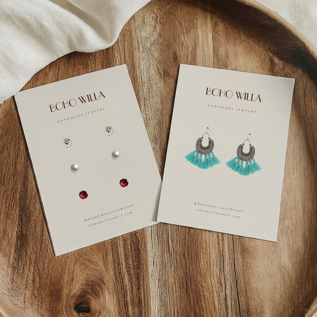 Minimal Beige & Terracotta Earring Visning Card Visitkort (Skapare uppladdad)