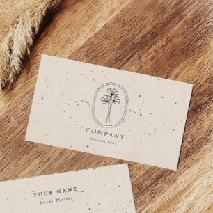 Minimal Beige Textured Florist-Affärskort Visitkort