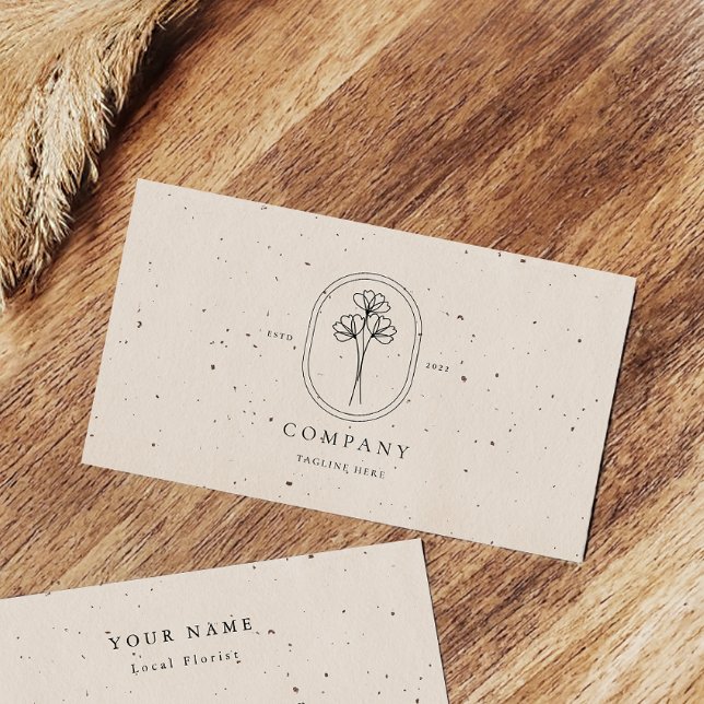 Minimal Beige Textured Florist-Affärskort Visitkort (Skapare uppladdad)