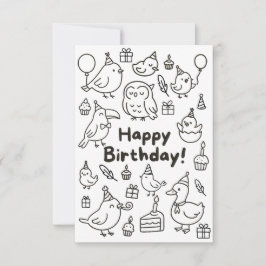 Minimal Bird Doodle Birthday Card Tack Kort