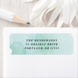 Minimal Blå Akvarell Returadress Etikett