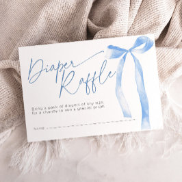 Minimal Blå Båge Blöja Lotteri Biljett Baby Shower Tilläggskort