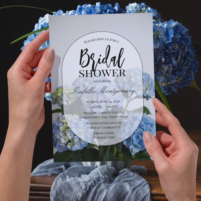 Minimal blå hortensia bröllopsdusch elegans inbjudningar (Minimal Blue Hydrangea Bridal Shower Elegance Invitations
)