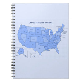 Minimal blå illustration av USA-karta Anteckningsbok