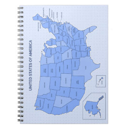 Minimal blå illustration av USA-karta Anteckningsbok