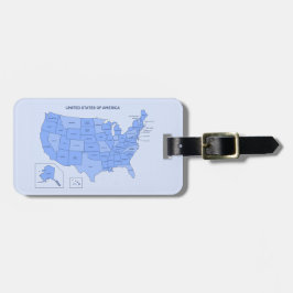 Minimal blå illustration av USA-karta Bagagebricka