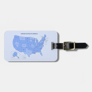 Minimal blå illustration av USA-karta Bagagebricka