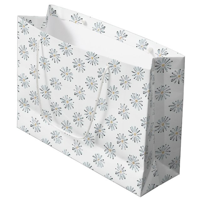Minimal Blå Marguerit Blommönster (Framsidan Vinklad)