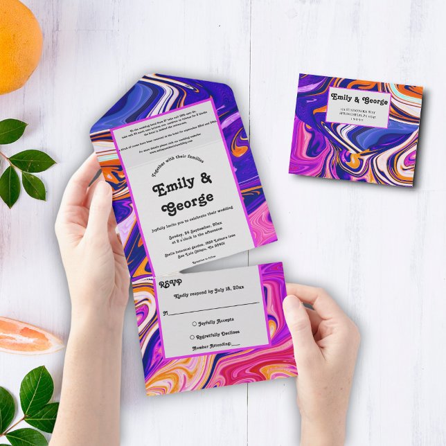 Minimal Blå Mauve Orange Galax Abstrakt Bröllop (Skapare uppladdad)