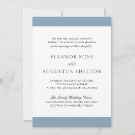 Minimal, blå, modern allt på en Bröllop Inbjudningar