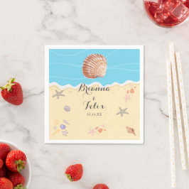 Minimal blå ocean sommarbröllop pappersservett