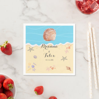 Minimal blå ocean sommarbröllop pappersservett