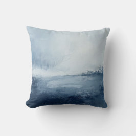 Minimal blå och vit kustnära Abstrakt Kudde