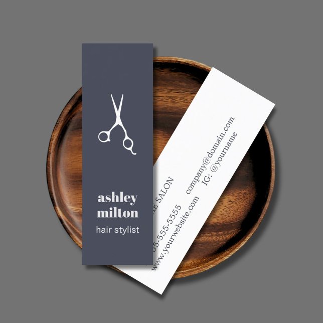 Minimal blå vit sax - hårslista mini visitkort (Skapare uppladdad)