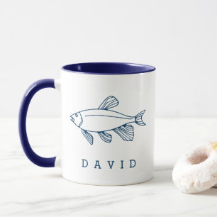 Minimal blåa fiskbild - Anpassningsbar Nautisk Mugg