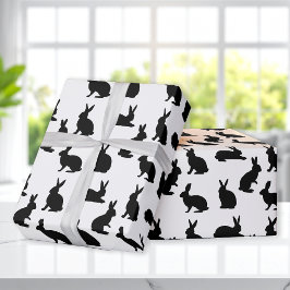 Minimal Black And White Easter Bunny Pattern Presentpapper