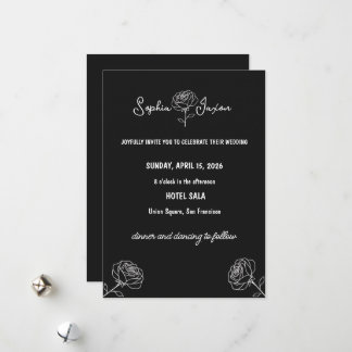 Minimal Black and White Flower Elegant Modern Julkort