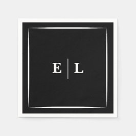 Minimal Black and White Personalized Wedding Guest Pappersservett