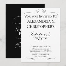 Minimal Black and White Script Engagement Party
